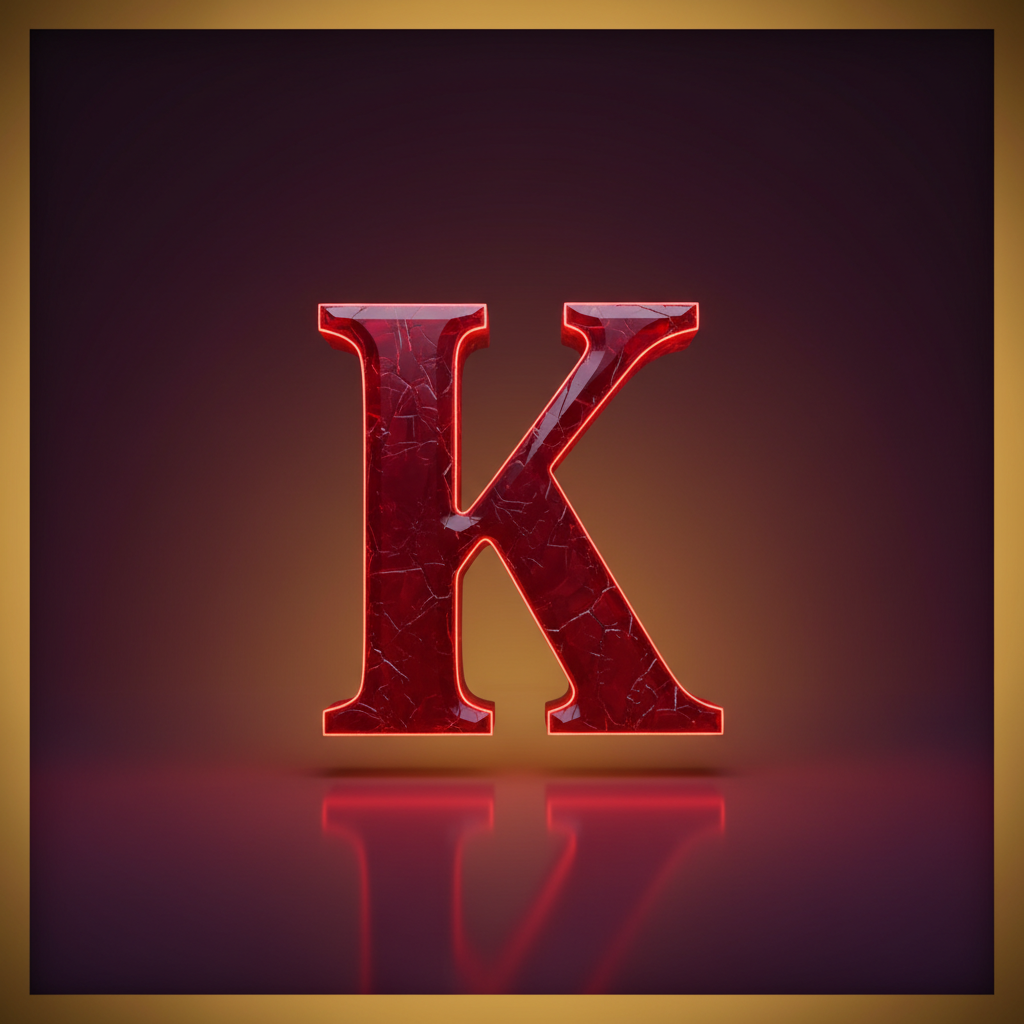 K Symbol - kirschroter Buchstabe